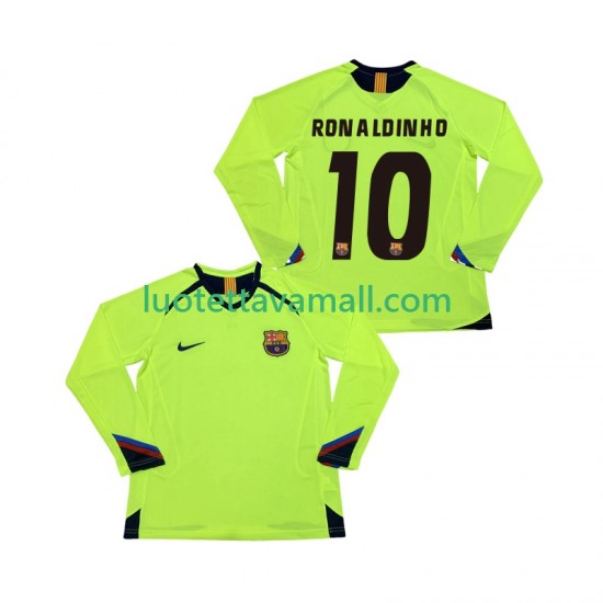 Miehet FC Barcelona RONALDINHO 10 Retro 2005 2006 Pitkähihainen Fanipaita ,Vieras