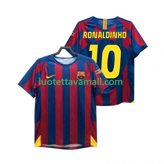 Miehet FC Barcelona RONALDINHO 10 Retro Champions League 2005 2006 Lyhythihainen Fanipaita ,Koti