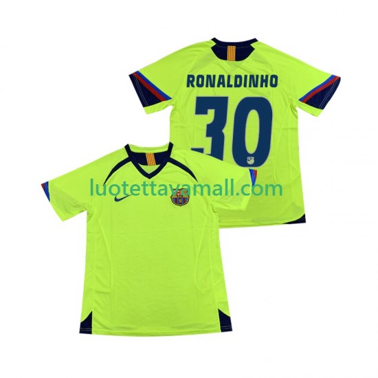 Miehet FC Barcelona RONALDINHO 30 Retro 2005 2006 Lyhythihainen Fanipaita ,Vieras