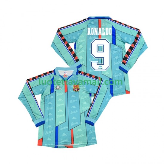 Miehet FC Barcelona Ronaldo 9 Retro 1996 1997 Pitkähihainen Fanipaita ,Vieras