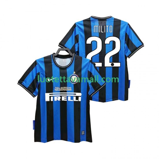 Miehet Inter Milan MILITO 22 Retro 2009 2010 Lyhythihainen Fanipaita ,Koti