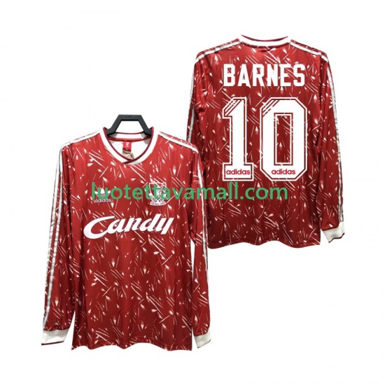 Miehet Liverpool BARNES 10 Retro 1989 1991 Pitkähihainen Fanipaita ,Koti
