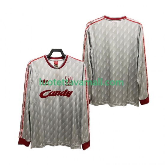 Miehet Liverpool Retro 1989 1991 Pitkähihainen Fanipaita ,Vieras