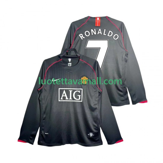 Miehet Manchester United Critstiano Ronaldo 7 Retro 2007 2008 Pitkähihainen Fanipaita ,Vieras