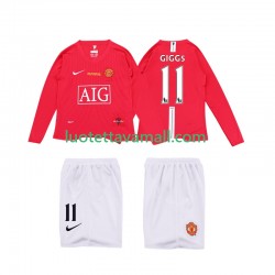 Lapset Manchester United GIGGS 11 Retro Premier League 2008 2009 Pitkähihainen Fanipaita ,Koti