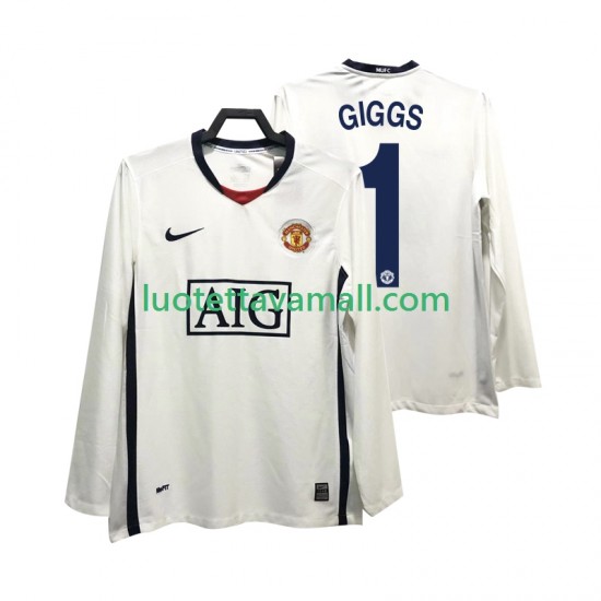 Miehet Manchester United GIGGS 11 Retro Premier League 2008 2009 Pitkähihainen Fanipaita ,Vieras