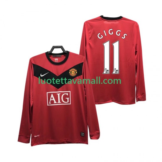 Miehet Manchester United GIGGS 11 Retro 2009 2010 Pitkähihainen Fanipaita ,Koti