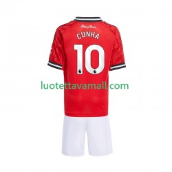 Lapset Manchester United Matheus Cunha 10 2025-2026 Lyhythihainen Fanipaita ,Koti