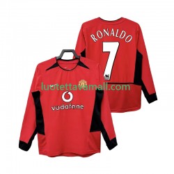 Miehet Manchester United RONALDO 7 Retro 2002 2004 Pitkähihainen Fanipaita ,Koti