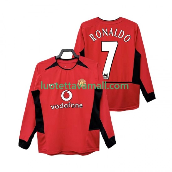 Miehet Manchester United RONALDO 7 Retro 2002 2004 Pitkähihainen Fanipaita ,Koti