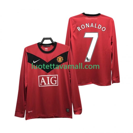 Miehet Manchester United RONALDO 7 Retro 2009 2010 Pitkähihainen Fanipaita ,Koti
