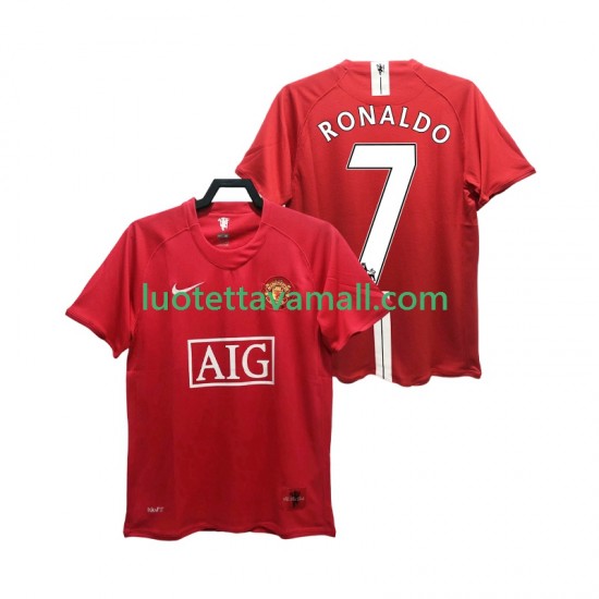 Miehet Manchester United RONALDO 7 Retro Premier League 2007 2008 Lyhythihainen Fanipaita ,Koti