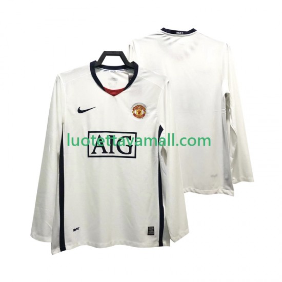 Miehet Manchester United Retro Premier League 2008 2009 Pitkähihainen Fanipaita ,Vieras