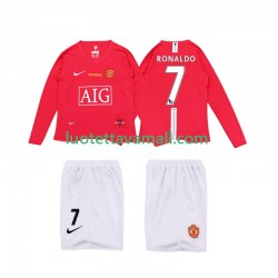 Lapset Manchester United Ronaldo 7 Retro Premier League 2008 2009 Pitkähihainen Fanipaita ,Koti