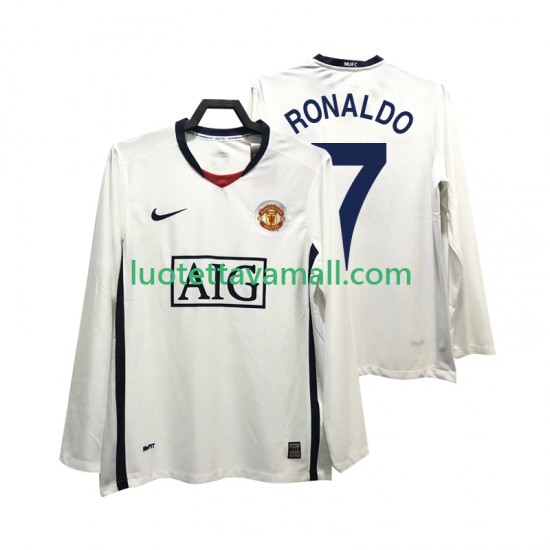 Miehet Manchester United Ronaldo 7 Retro Premier League 2008 2009 Pitkähihainen Fanipaita ,Vieras