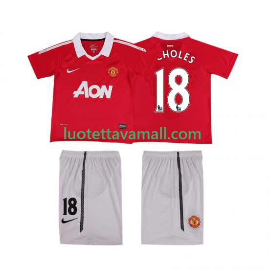 Lapset Manchester United SCHOLES 18 Retro 2010 2011 Lyhythihainen Fanipaita ,Koti