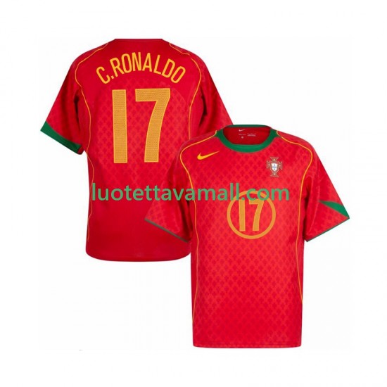 Miehet Portugali Cristiano Ronaldo 17 Retro 2004 Lyhythihainen Fanipaita ,Koti