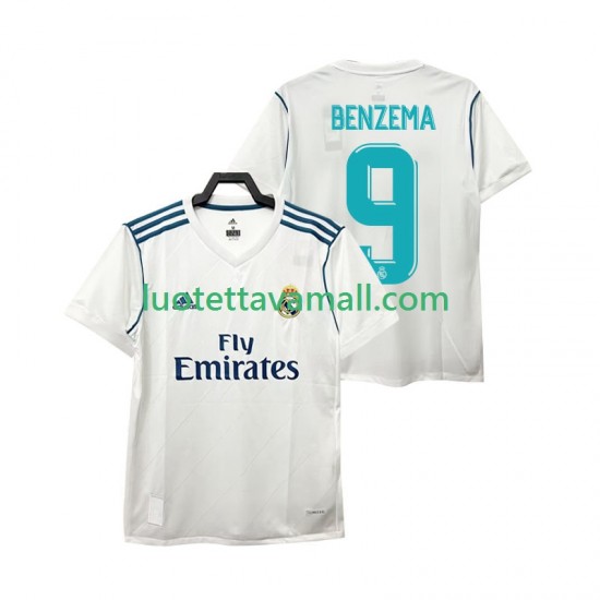 Miehet Real Madrid BENZEMA 9 Retro 2017 2018 Lyhythihainen Fanipaita ,Koti