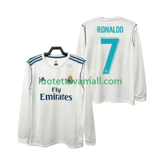 Miehet Real Madrid CRISTIANO RONALDO 7 Retro 2017 2018 Pitkähihainen Fanipaita ,Koti
