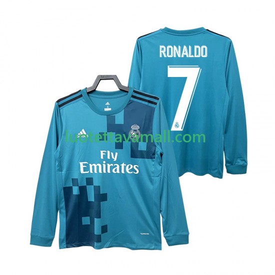 Miehet Real Madrid CRISTIANO RONALDO 7 Retro 2017 2018 Pitkähihainen Fanipaita ,Kolmas