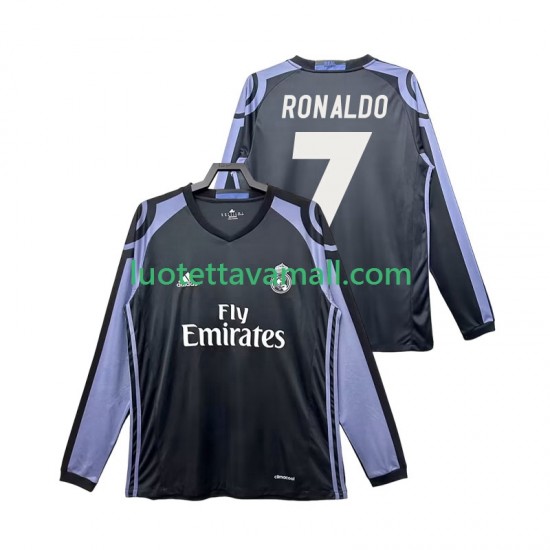 Miehet Real Madrid Cristiano Ronaldo 7 Retro 2016 2017 Pitkähihainen Fanipaita ,Kolmas