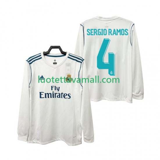 Miehet Real Madrid SERGIO RAMOS 4 Retro 2017 2018 Pitkähihainen Fanipaita ,Koti