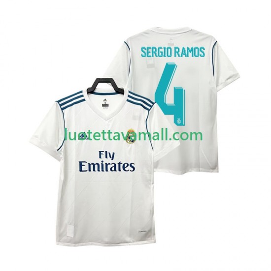 Miehet Real Madrid SERGIO RAMOS 4 Retro 2017 2018 Lyhythihainen Fanipaita ,Koti