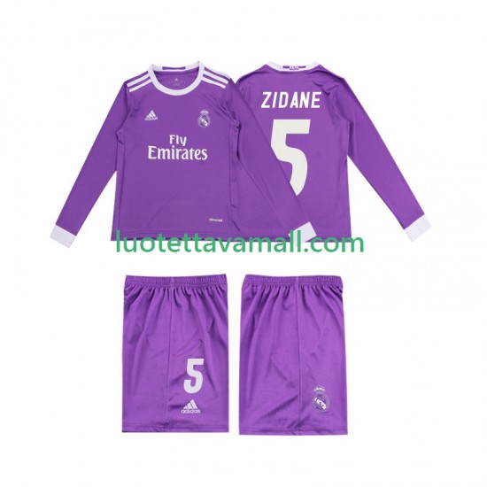 Lapset Real Madrid ZIDANE 5 Retro 2016 Pitkähihainen Fanipaita ,Vieras