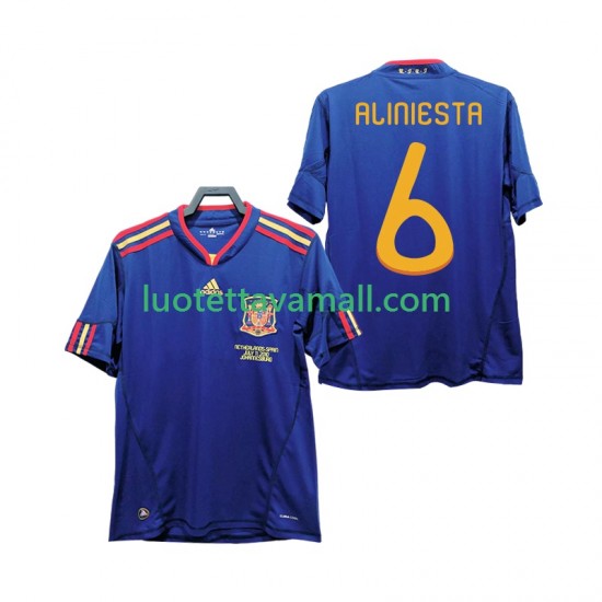 Miehet Espanja Andres Iniesta 6 Retro 2010 Lyhythihainen Fanipaita ,Vieras