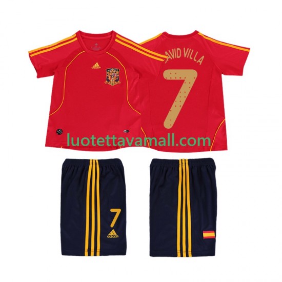 Lapset Espanja DAVID VILLA 7 Retro 2008 Lyhythihainen Fanipaita ,Koti