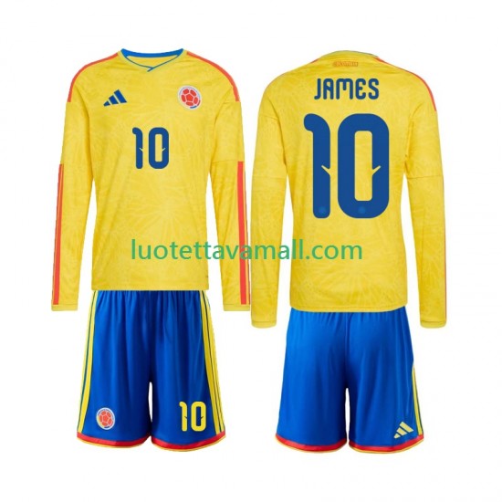 Lapset Kolumbia James Rodriguez 10 World Cup 2026 Pitkähihainen Fanipaita ,Koti