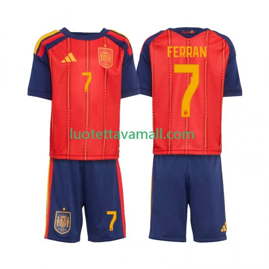Lapset Espanja Ferran Torres 7 World Cup 2026 Lyhythihainen Fanipaita ,Koti