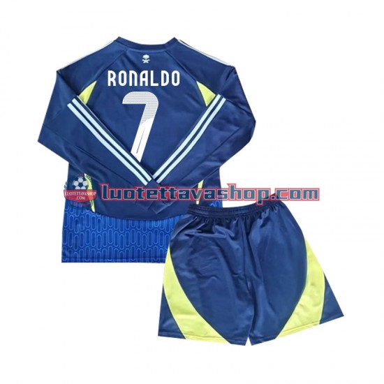 Al-Nassr Cristiano Ronaldo 7 Children Away Football Shirts 2024-2025 Long Sleeves