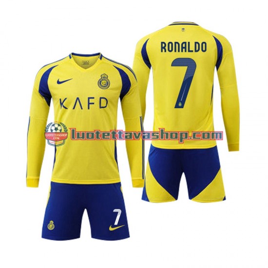 Al-Nassr Cristiano Ronaldo 7 Children Home Football Shirts 2024-2025 Long Sleeves