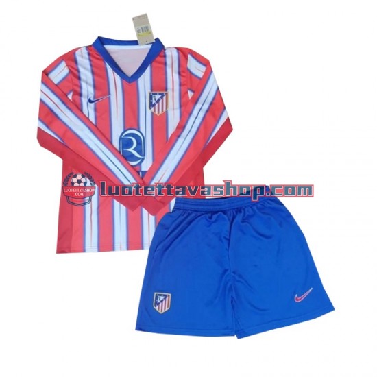 Atletico Madrid Children Home Football Shirts 2024-2025 Long Sleeves