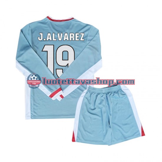 Atletico Madrid Julian Alvarez 19 Children Away Football Shirts 2024-2025 Long Sleeves
