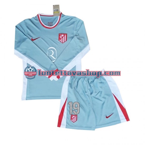 Atletico Madrid Julian Alvarez 19 Children Away Football Shirts 2024-2025 Long Sleeves
