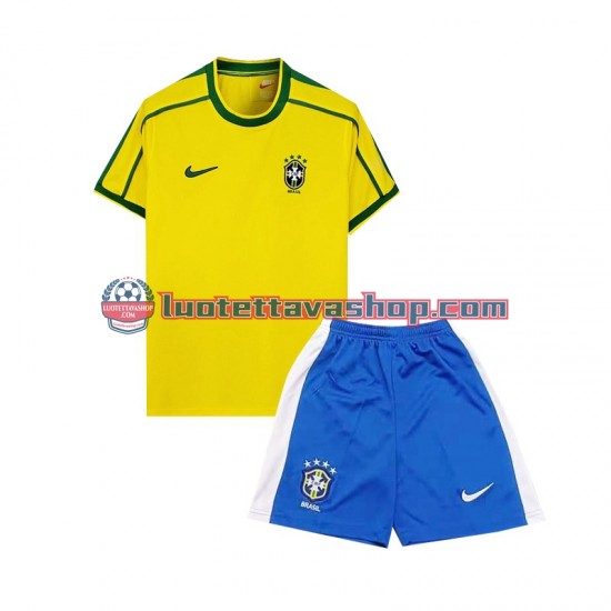 Brazil Children Home Football Shirts Retro 1998 Short Sleeves