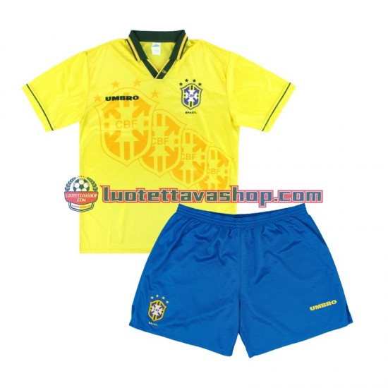 Brazil Children Retro Home Football Shirts 1994 Short Sleeves