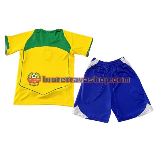 Brazil Children Retro Home Football Shirts 2004 Short Sleeves