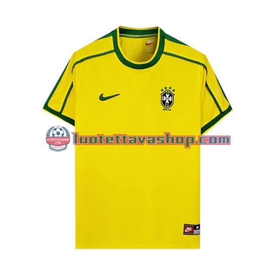 Brazil Retro Home Football Shirts 1998 Gentleman Short Sleeves