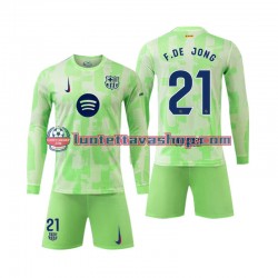 FC Barcelona F DE JONG 21 Children Third Football Shirts 2024-2025 Long Sleeves