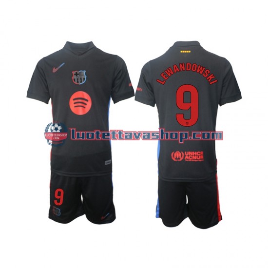 FC Barcelona Robert Lewandowski 9 Children Away Football Shirts 2024-2025 Short Sleeves