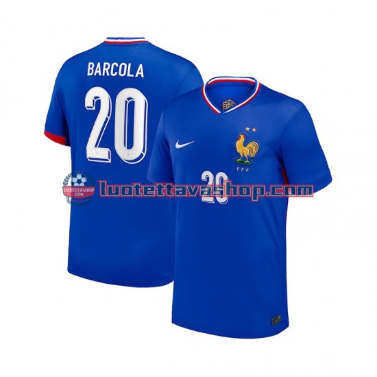 France Bradley Barcola 20 Home Football Shirts 2024 Gentleman Short Sleeves