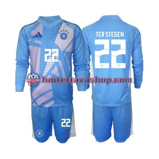 Germany Goalkeeper Ter Stegen 22 Children Fourth Football Shirts 2024-2025 Long Sleeves