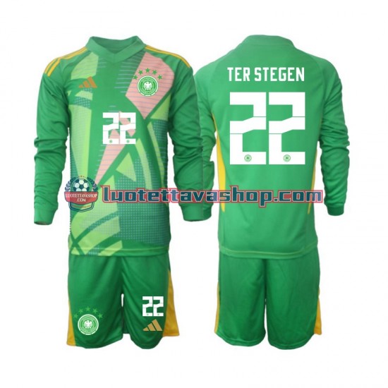 Germany Goalkeeper Ter Stegen 22 Children Third Football Shirts 2024-2025 Long Sleeves