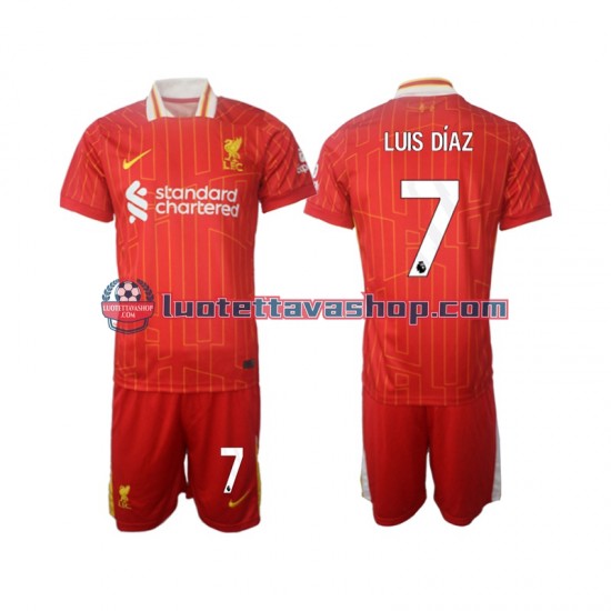 Liverpool Luis Diaz 7 Children Home Football Shirts 2024-2025 Short Sleeves