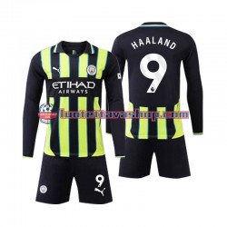 Manchester City Erling Haaland 9 Children Away Football Shirts 2024-2025 Long Sleeves