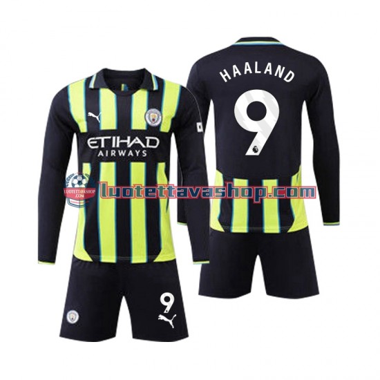 Manchester City Erling Haaland 9 Children Away Football Shirts 2024-2025 Long Sleeves