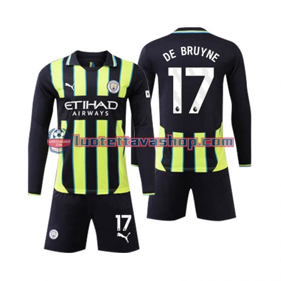 Manchester City Kevin De Bruyne 17 Children Away Football Shirts 2024-2025 Long Sleeves